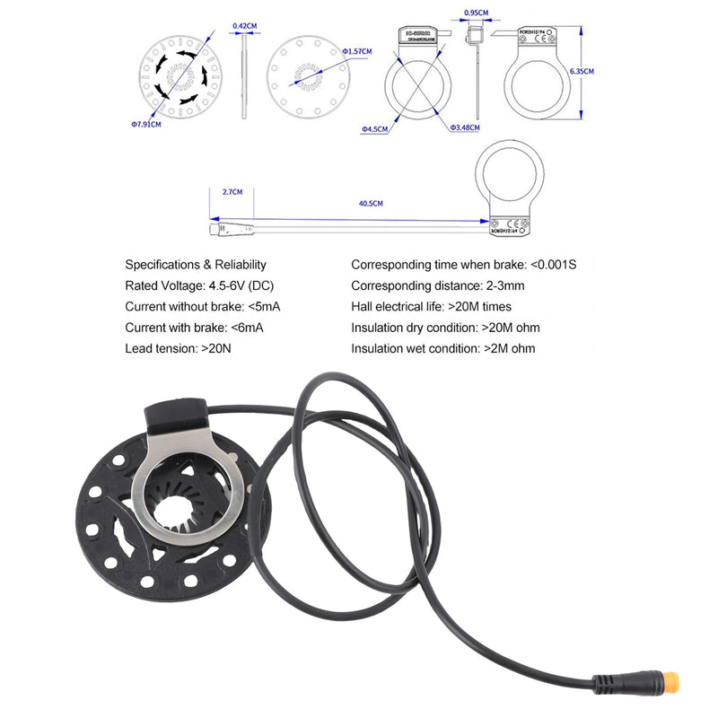 [Australia - AusPower] - Hall Effect Sensor, Pedal Assist Kit, 12 Magnets Right Dual Electric Assist Sensor Accessories 