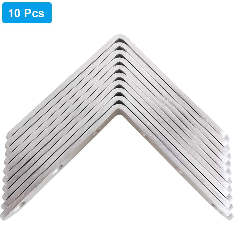 [Australia - AusPower] - 10 PCS L Bracket Stainless Steel Corner Bracket 3 x 3 inch Heavy Duty Right Angle Bracket for Wood Furniture, Metal Joint Corner Brace, with Screw 