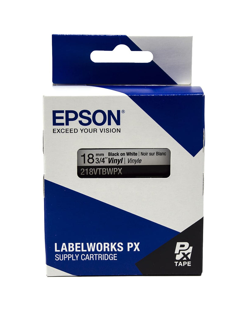 LABELWORKS 218VTBWPX Tape Cartridge - Black on White Flexible and Durable Vinyl Industrial Label Maker Tape - 3/4" (18MM) Wide, 22.9 ft 18mm