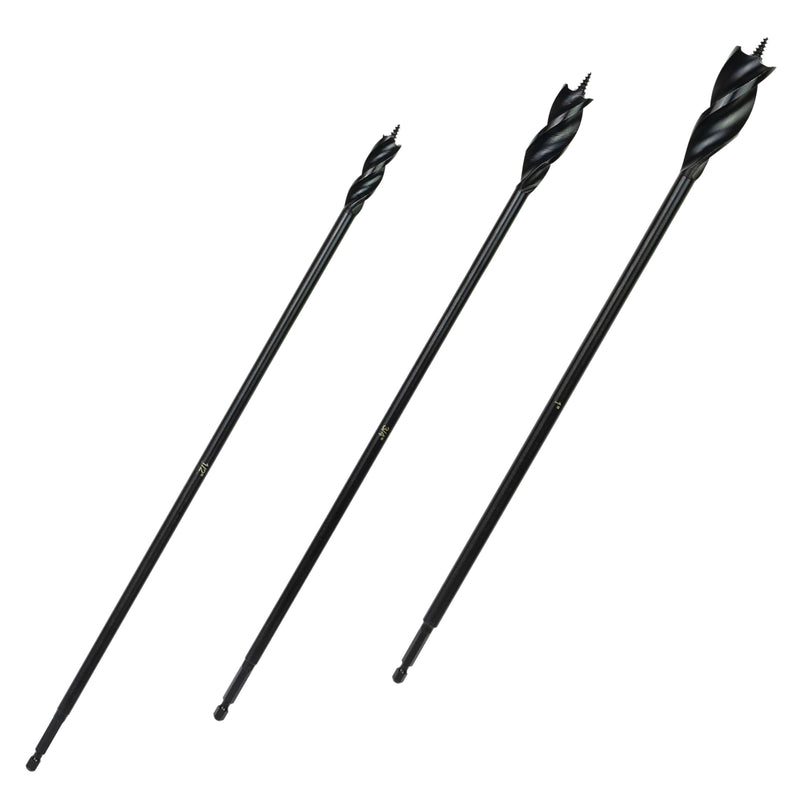 Greycore Tools 3-Piece 16 Inch 3-Flute Auger Bit, Wood Drill Bit for Hard and Soft Wood, 1/4” Quick Change Shank, Woodworking Auger Bits (16” Set 1/2”, 3/4”, 1”) 16" 3PCS Set (1/2", 3/4", 1")
