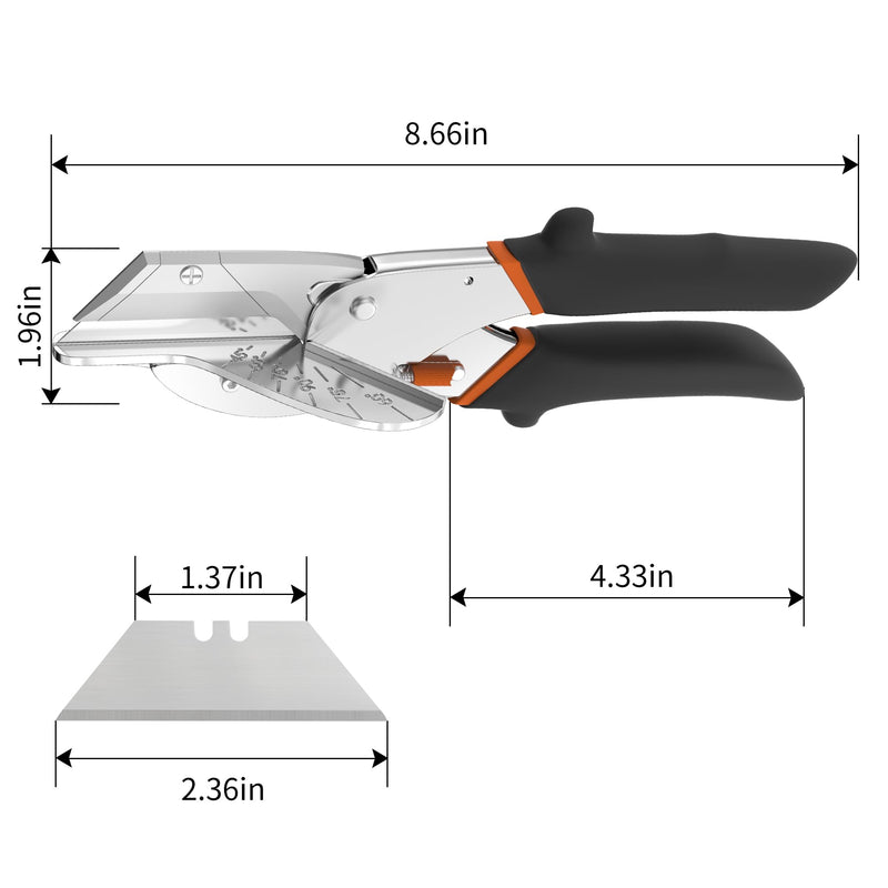 [Australia - AusPower] - GARTOL Multi-Angle Miter Shear Cutter with 10 Extra Blades, 45-135 Degree Adjustable Scissors for Wood Trim, Quarter Round and Crafting 