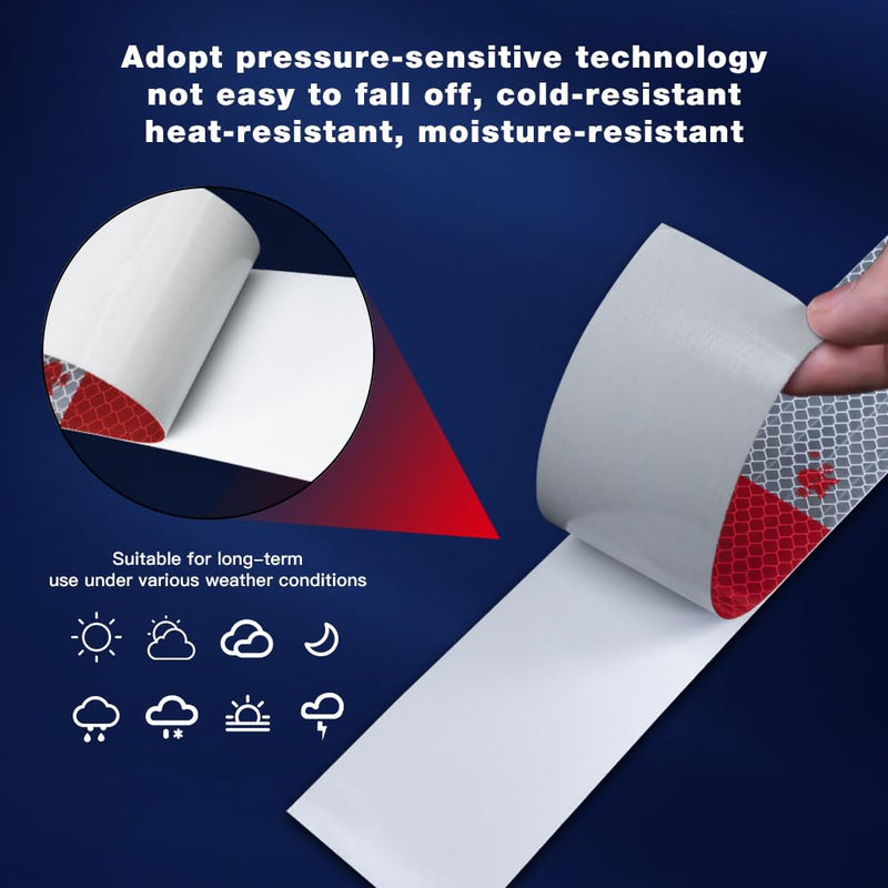 Reflective Tape, 2" × 12" × 20 Pack Reflective Tape Outdoor Waterproof for Trailers, Red/White Self-Adhesive Safety Trailer Reflector for RVs, Cars, Trucks, Trailers, Boats, Road Signs(Red/White)