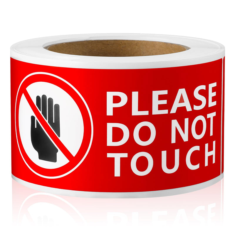 200 Pcs Please Do Not Touch Warning Stickers Tape, 3" x 6" Please Don't Touch Sign Removable Waterproof Self-adhesive Vinyl Decal for Display Items, Personal Items, Business and Facilities