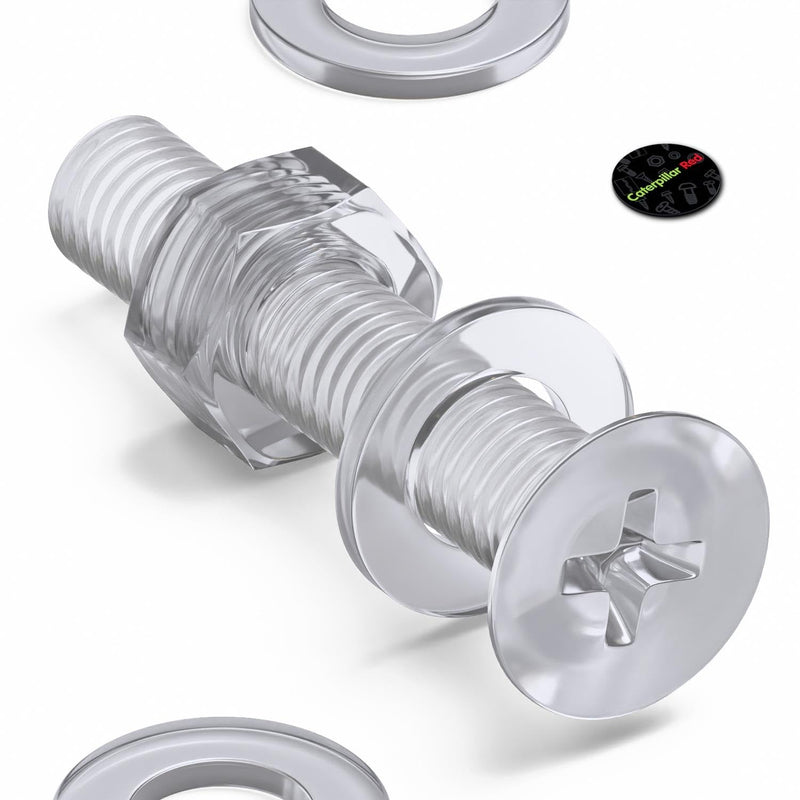 [Australia - AusPower] - 20 x Crosshead Countersunk Screw Nuts and Bolts, Transparent Clear Plastic Acrylic, M8 x 40mm - Acrylic Plastic Screws, Ideal Conversion 5/16 x 1-37/64 