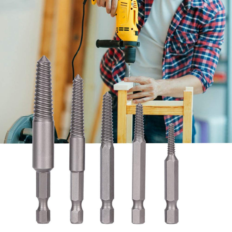 [Australia - AusPower] - 5Pcs Screw Extractor Broken Screw Remover Set Stripped Screw Extractor Kit Hex Shank Fine Teeth Damaged Bolts Removal Tool for Stainless Steel 8.8-12.9 Grade Bolts 