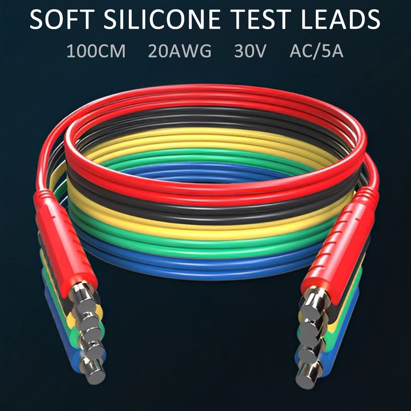 [Australia - AusPower] - 6Pcs Magnetic Test Leads Silicone Soft Jumper Wires HVAC 30V AC/5A 20AWG Professional Low Voltage Flexible Lead Wire for Electronic Testing (6) 6 