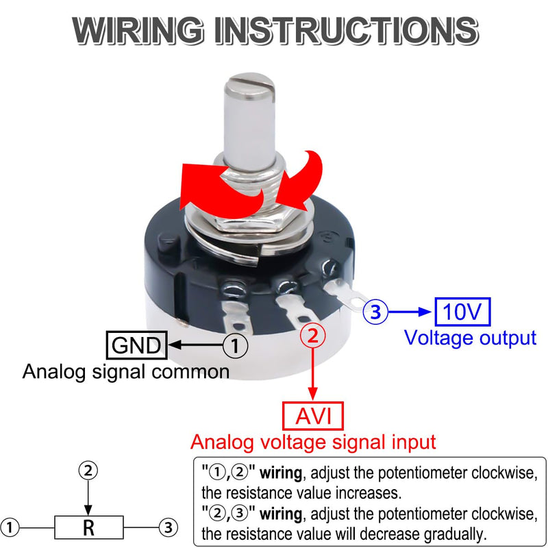 [Australia - AusPower] - DAOKAI RV24YN20S B103 10K ohm Potentiometer Single Turn Carbon Film Rotary Potentiometer - 2 Pack with Knobs, Accurate Measurement, for Speed Control of the Inverter 