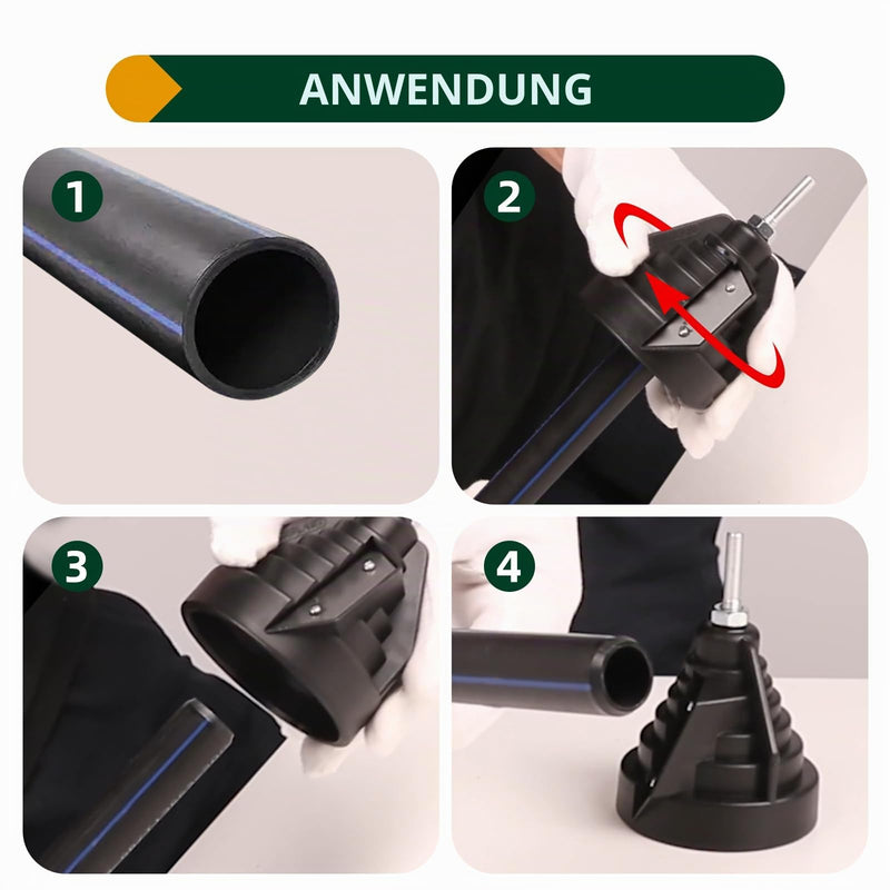 Pipe Deburring & Pipe Cutter Plastic - Hand Deburring for PE Pipe, PVC Pipe and PP Pipes (20-63 mm) - Pipe Deburring Tool for Plastic Pipes, PE Pipe Deburring