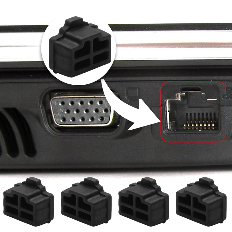 [Australia - AusPower] - SGERUFZ Pack of 30 Silicone Dust Protection RJ45 Port Dust Cover Suitable for PC, Switch, Router, Idle RJ45 Port Plug Cover (Black) 