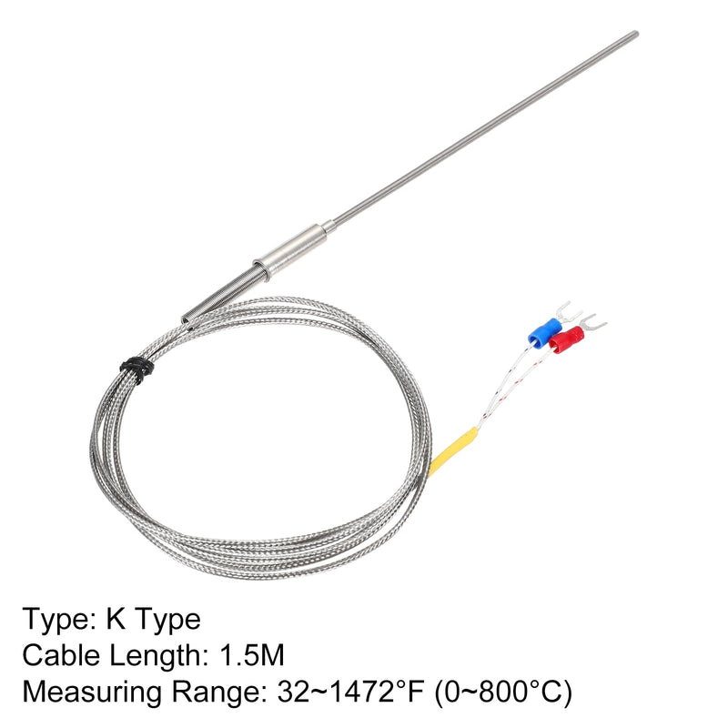 [Australia - AusPower] - MECCANIXITY K Type Thermocouple Temperature Sensor Probe 3x150mm (0 to 800C) 5ft Temperature Controller 