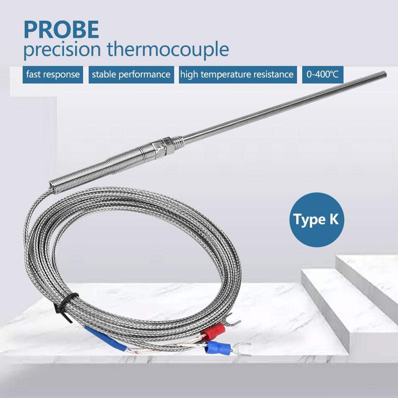[Australia - AusPower] - K Type Thermocouple, 0-400 High Temperature Sensor Wire M8 Thread 150mm Probe () 