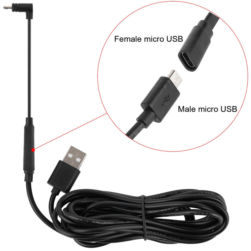 [Australia - AusPower] - Uogw 2 Pack 90° Micro-USB Extension Cable Compatible with Wyze Cam Pan v3 and Wyze Cam v3 Pro, 5inch Male to Female Extender Cord for WYZE Cam,L-Shaped Flat Cable(Black) 