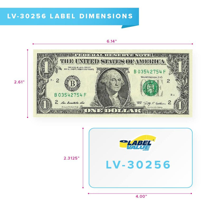 LV-30256 Shipping Labels 2-5/16 in x 4 in - Compatible with Dymo LabelWriter 450 Series and Earlier - 300 Direct Thermal Labels per Roll - Permanent Adhesive