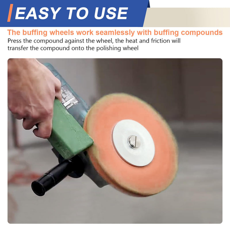 10" 16 Plys Orange Airway Buffing Wheel, 5/8'' Arbor Hole, Medium Cut for Angle Grinder, High-Efficiency for Aluminum, Stainless Steel & Chrome 1 pcs Medium 1pcs