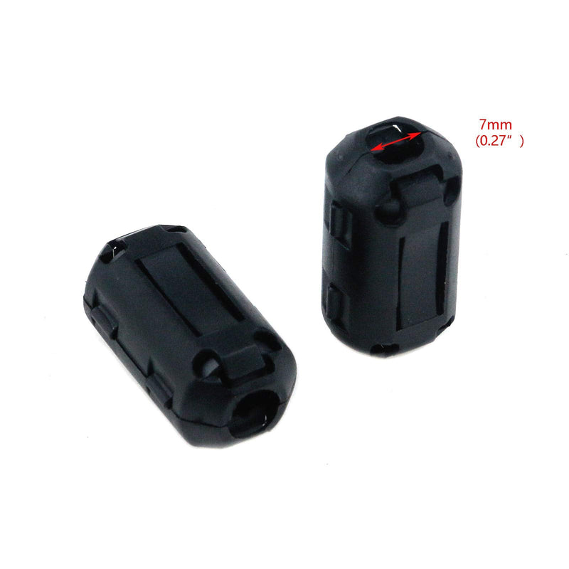 [Australia - AusPower] - 7mm Ferrites Ring Double Clip-on Ferrite Ring Core RFI EMI Noise Suppressor Cable Clip for Video Cable, Coax Cable, Power Cable, Black (Pack of 20) 7mm 