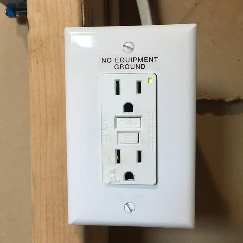 200Pcs No Equipment Ground Safety Stickers, Transparent Outlet Receptacle Plates Labels, Self Adhesive Decals for Panels and Outlets,0.27"x1.0"