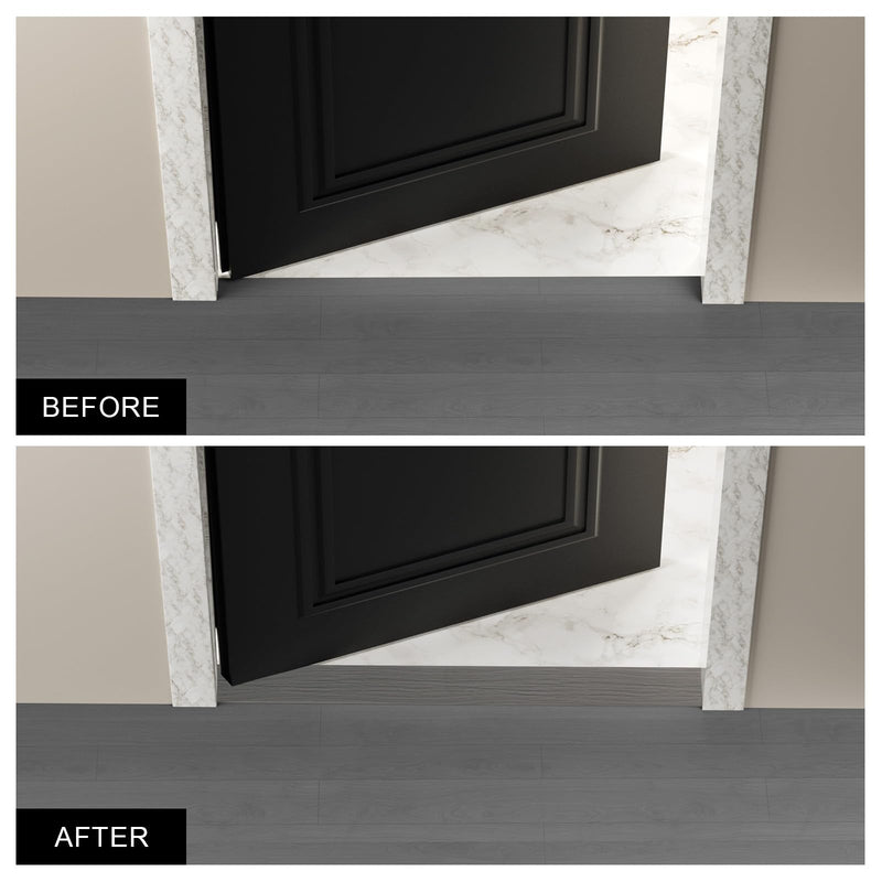Floor Transition Strip - Self-Adhesive PVC Trim for Carpet to Flooring, Threshold Gap Cover (4ft x 1.57in, Grey Wood) 1.57 in x 4 ft