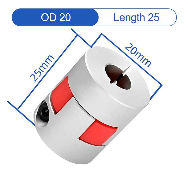 [Australia - AusPower] - Upgrade D20*L25 Flexible Shaft Coupling 6mm to 8mm Aluminium Plum Connector Flexible Coupler for 3D Printer CNC Machine and Servo Stepped Motor Bore 6mm to 8mm 1 