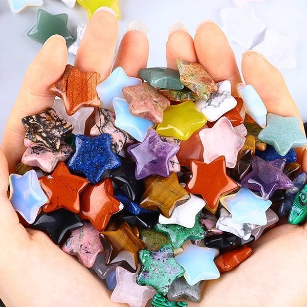 48PCS Bulk 0.8inch Star Shaped Crystal Stones
