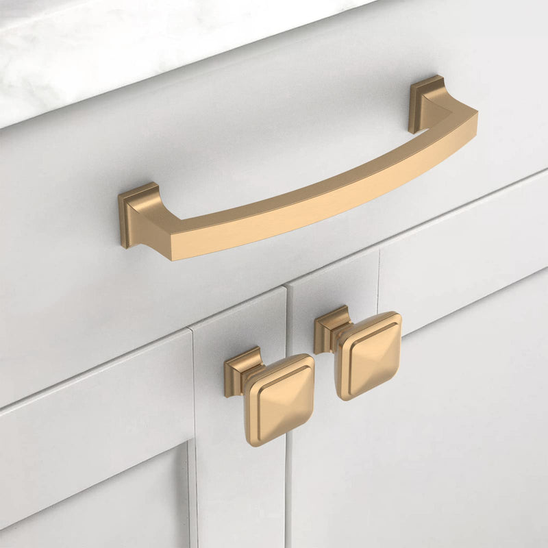 Asidrama 10 Pack 1-1/4 inch Champagne Bronze Kitchen Cabinet Knobs Brushed Brass Dresser Knobs Gold Drawer Knobs Cabinet Hardware Zinc Knobs for Dresser Drawers Single Hole Knob