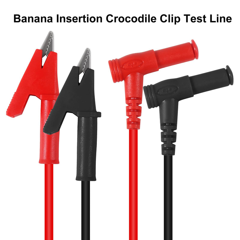 [Australia - AusPower] - 4PCS Alligator Clip Test Leads Banana Plug Right Angle to Alligator Clips Multimeter Test Leads 14 AWG Soft Test Cable Wires for Electrical Testing 3.3ft/1m 