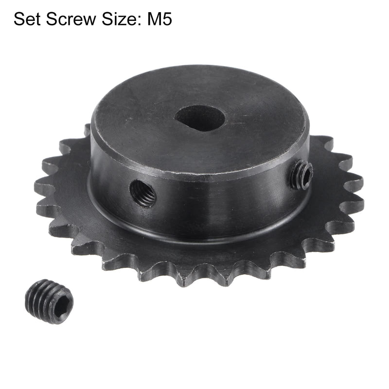 [Australia - AusPower] - uxcell 25 Tooth Roller Sprocket B Type, 25 Chain Single Strand 1/4" Pitch, 8 x 7.5mm Bore Black Oxide C45 Carbon Steel with Set Screws for ISO 04C Chain 