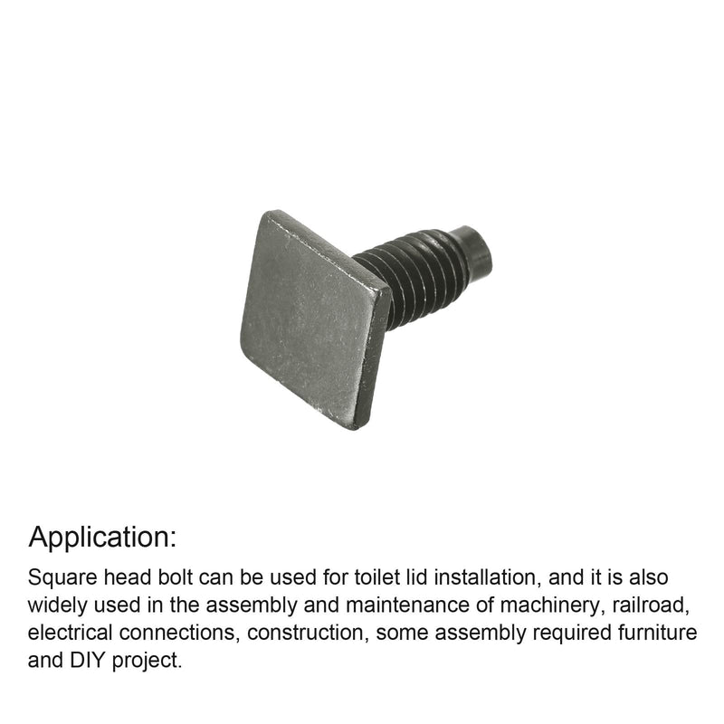 [Australia - AusPower] - uxcell Square Head Bolt, 10pcs M6x15mm Fully Thread Carbon Steel Grade 8.8 Square Machine Screws 10 
