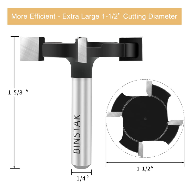 [Australia - AusPower] - CNC Spoilboard Surfacing Router Bit 1/4 Inch Shank, Extra Large 1-1/2 Inch Cutting Diameter, Slab Flattening Router Bit Planing Bit Wood Planing Bit Dado Planer Bit(Carbide-4 Wings) 