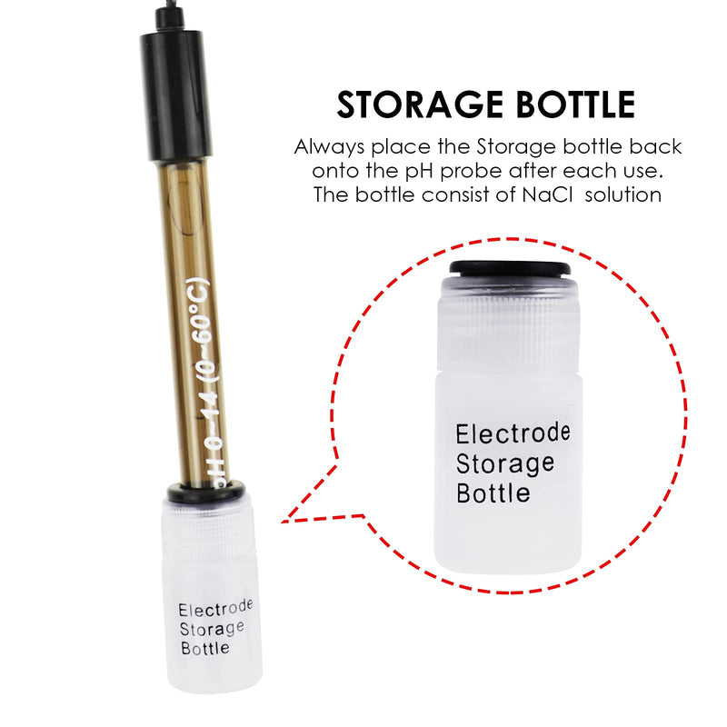 [Australia - AusPower] - Replacement pH Electrode with Calibration Powder, 0-14 pH Highly Accurate Probe with BNC Connector & 200cm Cable for Continuous Liquid Measurement pH Electrode w/ 200 CM Cable Long 