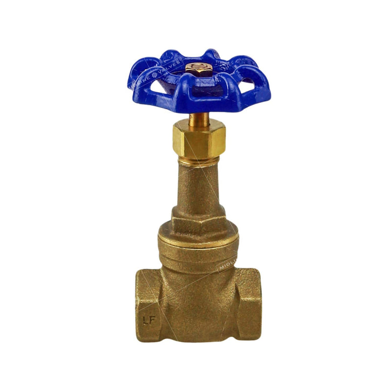 Midline Valve I44U234 Long Bonnet Gate Valve with Wheel Handle, Heavy Duty, Lead-Free, Water Shutoff 1/2 in. FIP Connections, Cast Brass Single Pack 1/2 in.
