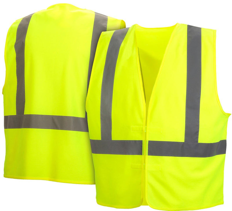 Pyramex Safety Hi-Vis Safety Vest with Reflective Tape, Hi-Vis Lime, Large