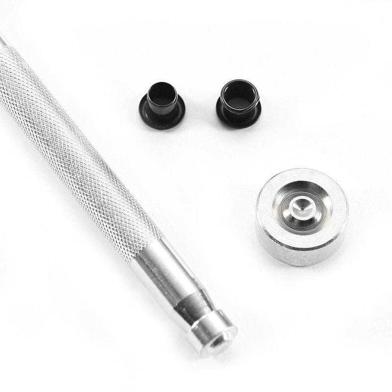 Eyelet Hand Setter & Eyelet Combo Kit - Includes (1)(#8 Hand Setter) + (100)(#8-9 Black Eyelets) - for DIY Kydex & Leather Holster Making, Upholstery, and Apparel Binding Eyelet Hand Setter (#8) + (100) #8-9 Black Eyelets