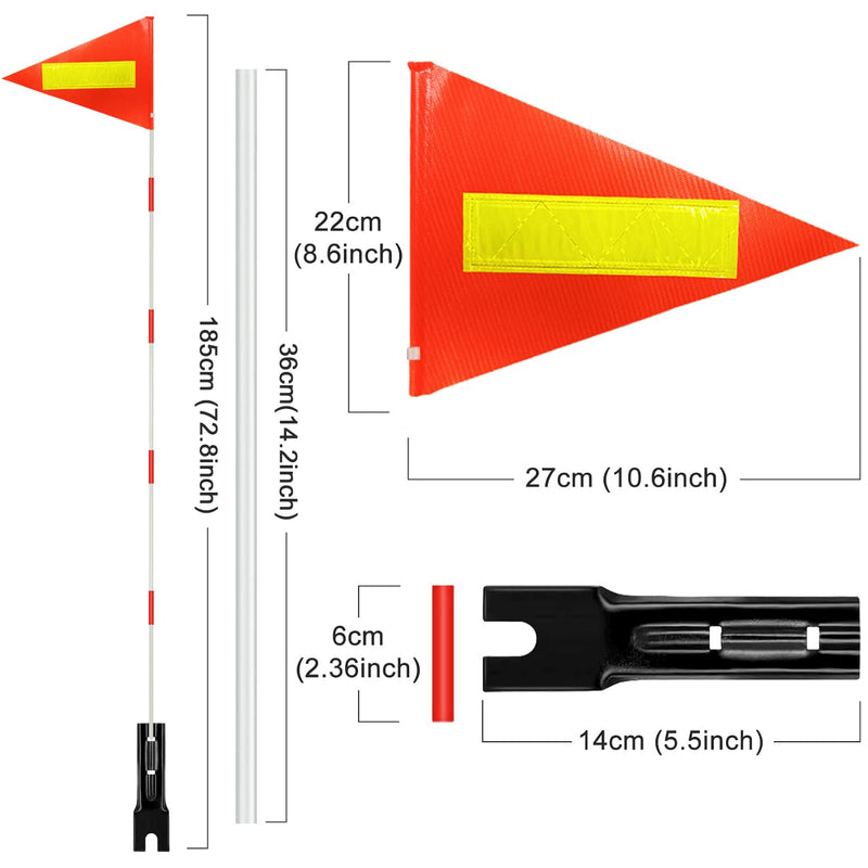[Australia - AusPower] - Bike Safety Pole with Fiberglass Rod and Polyester Full Color Tear-Resistant Waterproof Flag, Orange Reflective Safety Flag for Cycling 1 