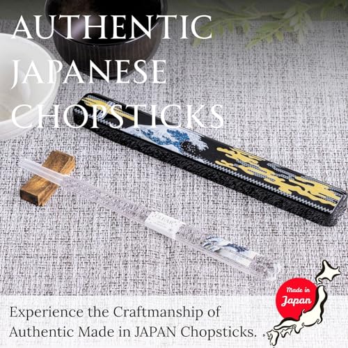 AOBA Handcrafted Authentic Japanese Chopsticks with Case, Set of 2 pairs [Made in Japan/ Dishwasher-safe]: Hokusai Ukiyo-e Thirty-six Views of Mount Fuji, Clear Acrylic, Reusable, 9.1 inch (23cm)