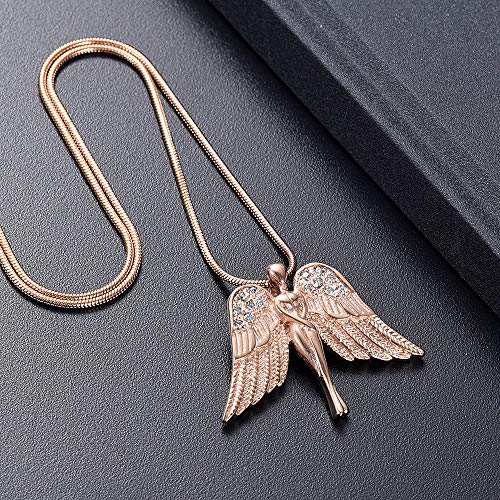 Angel Lady Urn Necklace for Ashes for Women Stainless Steel Cremation Jewelry Keepsake Urn Pendants for Ashes Holder D