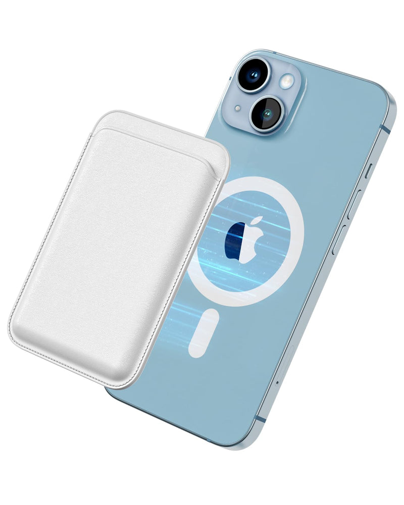 [Australia - AusPower] - Magnetic Phone Wallet for Apple MagSafe, Card Wallet Holder for iPhone 15 Pro Max/15 Plus/15 Pro/15, 14 Pro Max/14 Plus/14 Pro/14, 13 Pro Max/13 Pro/13, 12 Pro Max/12 Pro/12, White 
