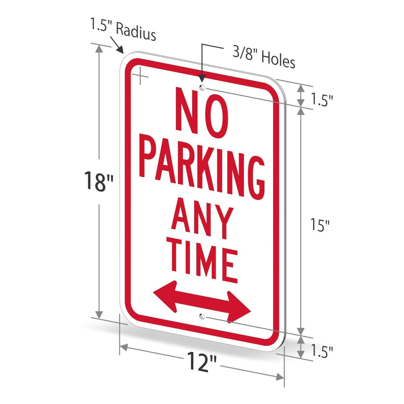 "No Parking Any Time" Sign by SmartSign | 12" x 18" 3M Engineer Grade Reflective Aluminum 12" x 18"