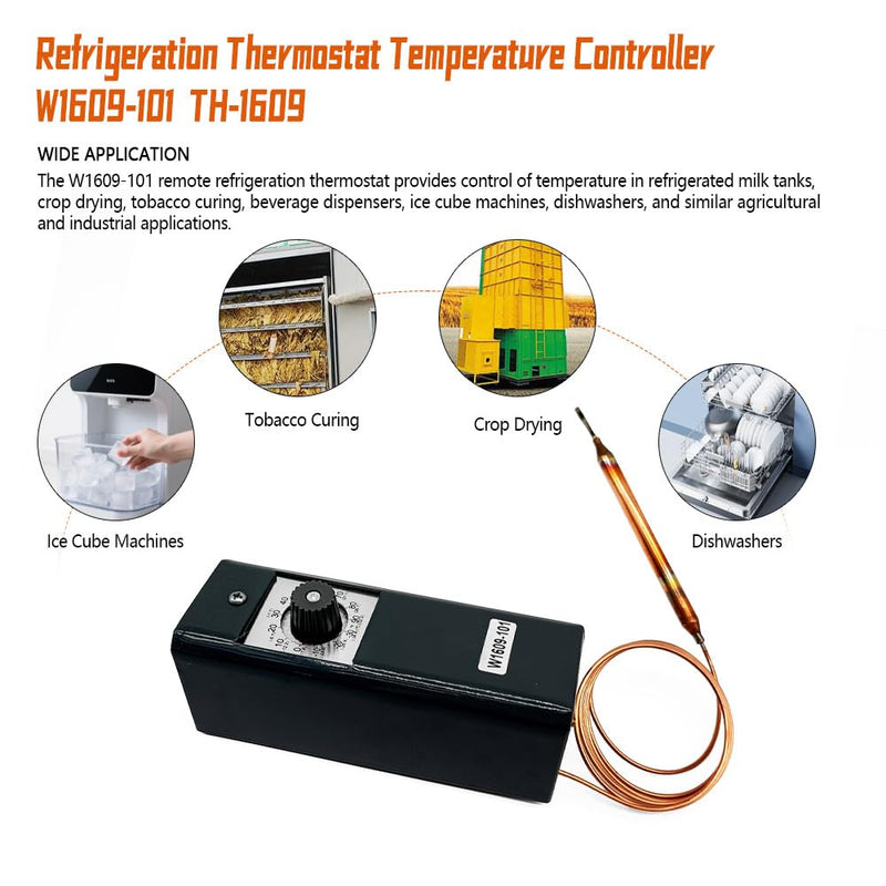 [Australia - AusPower] - W1609-101 Refrigeration Thermostat Temperature Controller TH-1609 from -30 Degrees F to 90 Degrees F (-34 Degrees C to 32 Degrees C) Capillary Length 5 Ft 