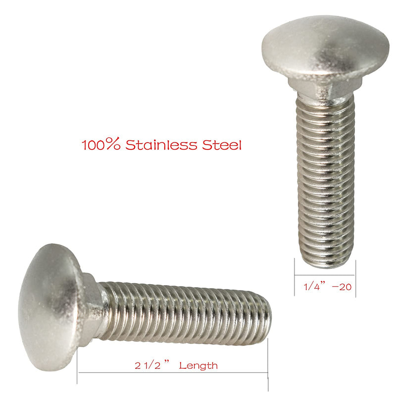 [Australia - AusPower] - 3/8"-16 X 2-1/2"(10pc) Stainless Carriage Bolt, 18-8 Stainless Steel Full Thread Coverage,Carriage Bolt,by SANTIE 3/8"-16 X 2-1/2"(10pc) 