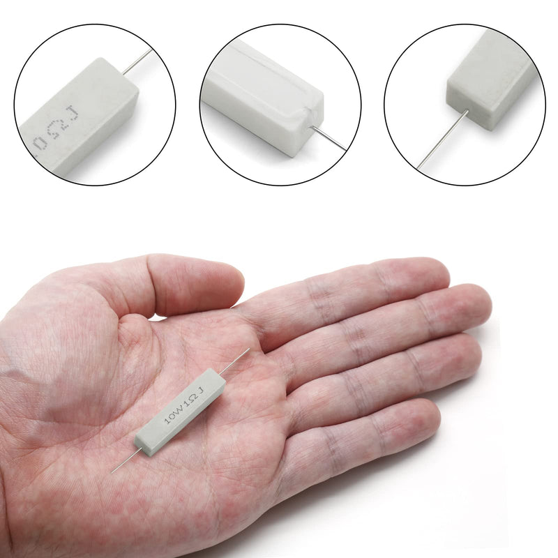 [Australia - AusPower] - 10PCS 10W 1 Ohm Ceramic Resistor, Power Resistor Assortment Cement Resistor Kit Wirewound Resistor 