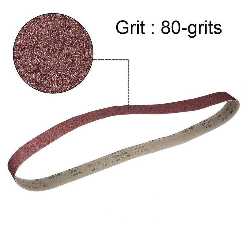 sourcing map 12 pieces sanding belt sandpaper aluminum oxide | 2 inches x 48 inches 50 mm x 1220 mm, 80 sand grit
