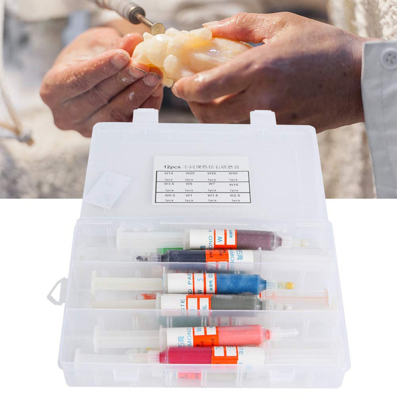 12-Piece Polishing Agent Set for Jewellery and Metal, Fine Lapping Paste and Final Polish Paste with Storage Box for Professional Jewel Polishing and Metalworking