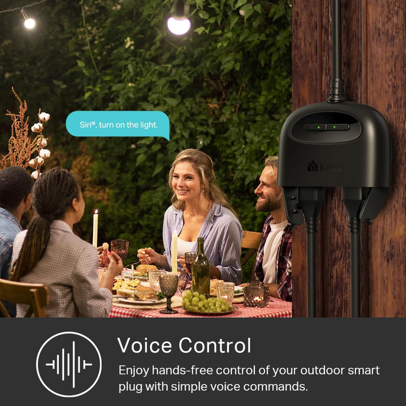 Kasa Matter Smart Outdoor Plug, Dual Outlet, IP64 Weather Resistance, Works with Apple HomeKit, Amazon Alexa, Google Home, SmartThings, 15A/1800W Max, ETL Certified, 2.4G Wi-Fi Only, EP40M Matter, 2-Socket
