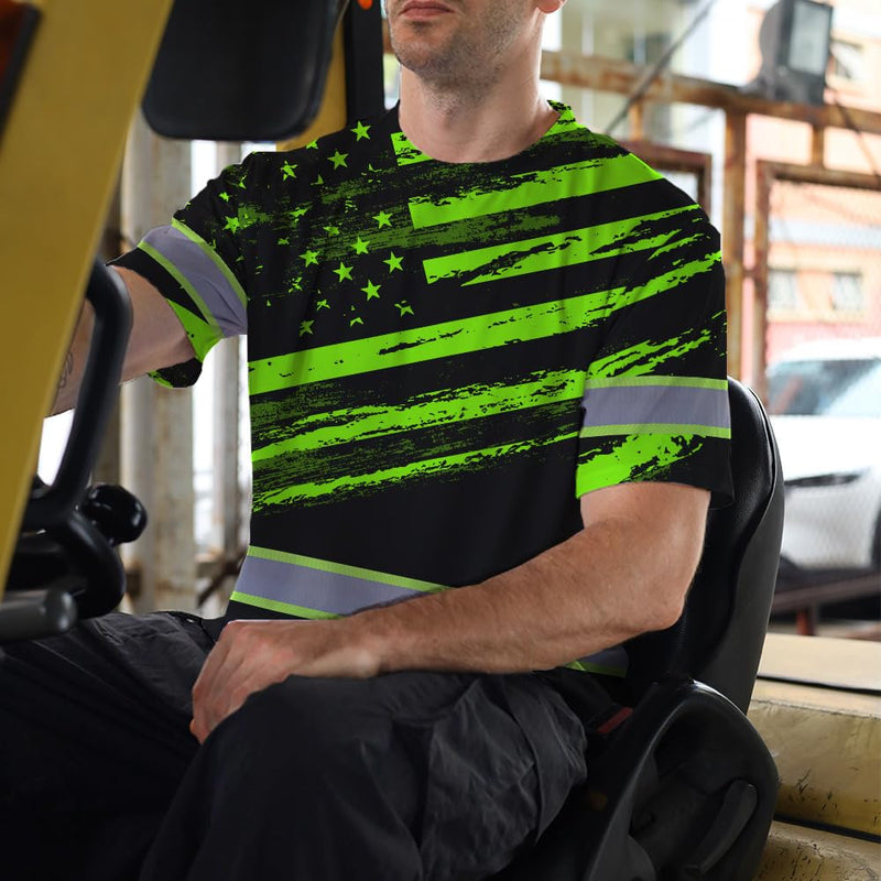 BRIGHTGUARD, High Visibility Shirts for Men Class 3, Short Sleeve Reflective Safety Shirts Medium Color 1