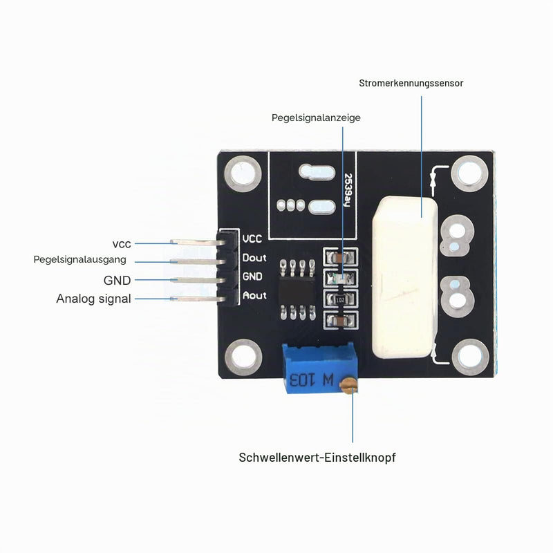 ARCELI DC 5V WCS1700 Hall Current Detection Sensor Module 70A with Adjustable Short Circuit Overcurrent Protection for LM393 Operational Amplifier