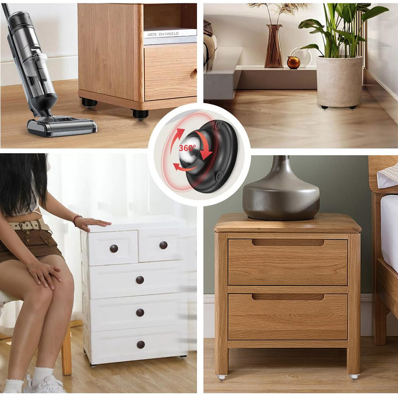 [Australia - AusPower] - Self Adhesive Caster Wheels for Furniture,Storage Box,Trash Can,PC Stainless Steel Universal Pulley 360 Degree Rotating Adhesive Caster Wheels 1 Inch Low Profile Swivel Wheels Black 4 Pack Black?1 inch? 4.0 