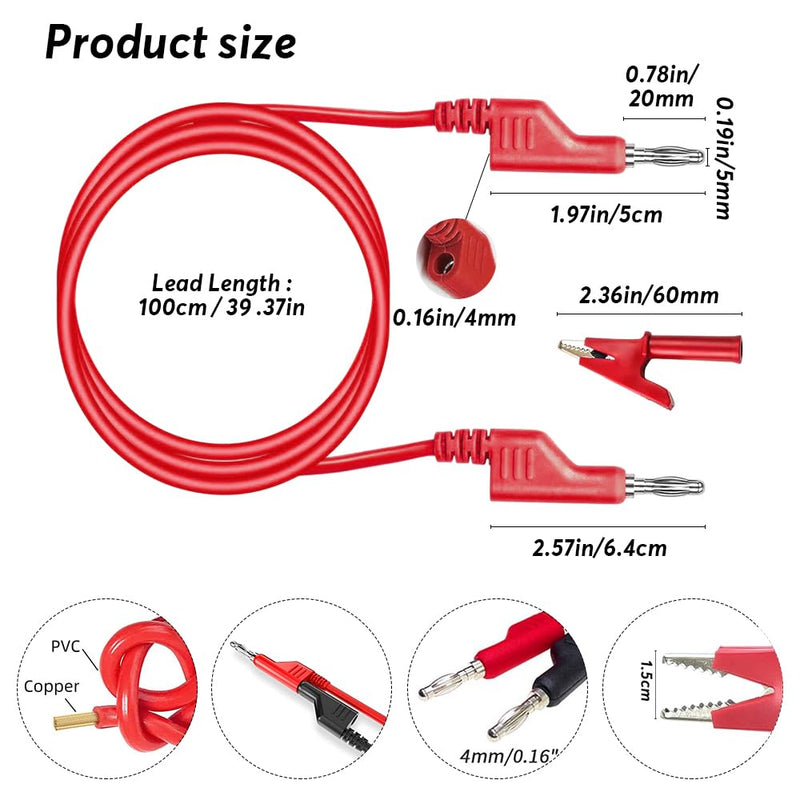 [Australia - AusPower] - Riisoyu Pack of 5 1 m Multimeter Test Leads, 4 mm, 5 Colours, Insulated Banana Plugs, 10 Pieces, Crocodile Clips and Test Probes, Multimeter Measuring Cable, Cable for Current Meters, Multimeters, 