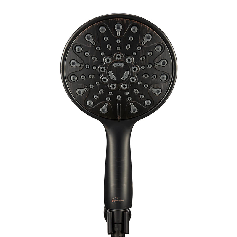 Handheld Shower Head, 6" Oil-Rubbed Bronze Face 6 Spray Setting Shower Head with High Pressure, Brass Swivel Ball Mount and Extra Long Flexible Stainless Steel Hose Standard 2.5 GPM Oil Rubbed Bronze