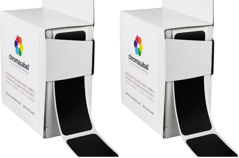 ChromaLabel 1 x 3 Inch All Purpose Permanent Color Code Rectangle Labels, 250 Labels per Dispenser Box, Black (Pack of 2) 1" x 3" (Pack of 2)