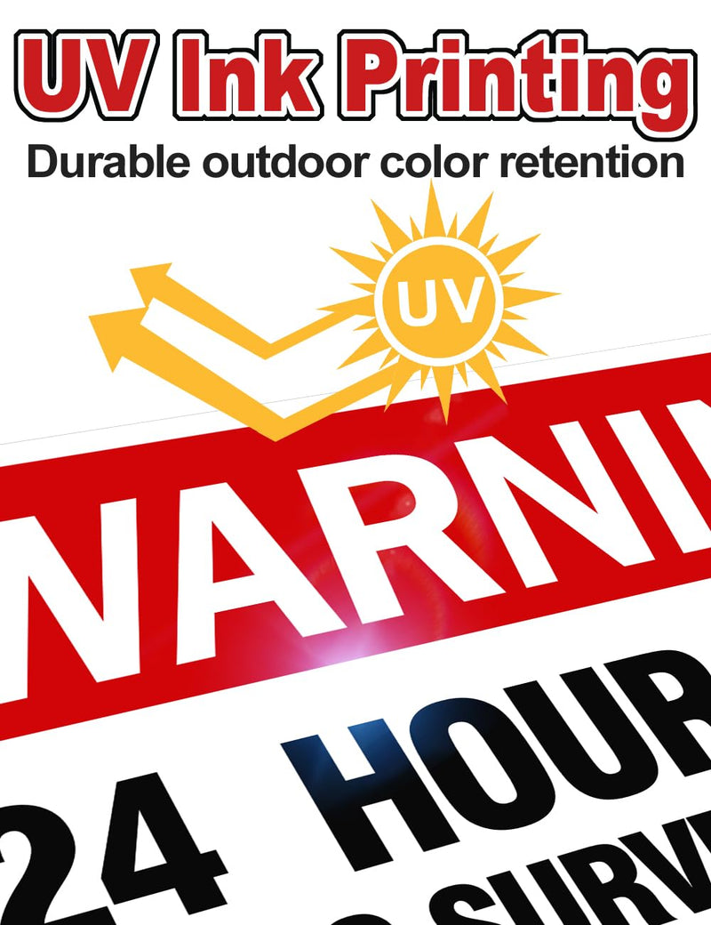 Video Surveillance Sign, 4-Pack 12"x 8" Security Camera Signs, Reflective and Waterproof Material 24 Hour Surveillance Sign For Home/Business sing-02-Red 4 Packs